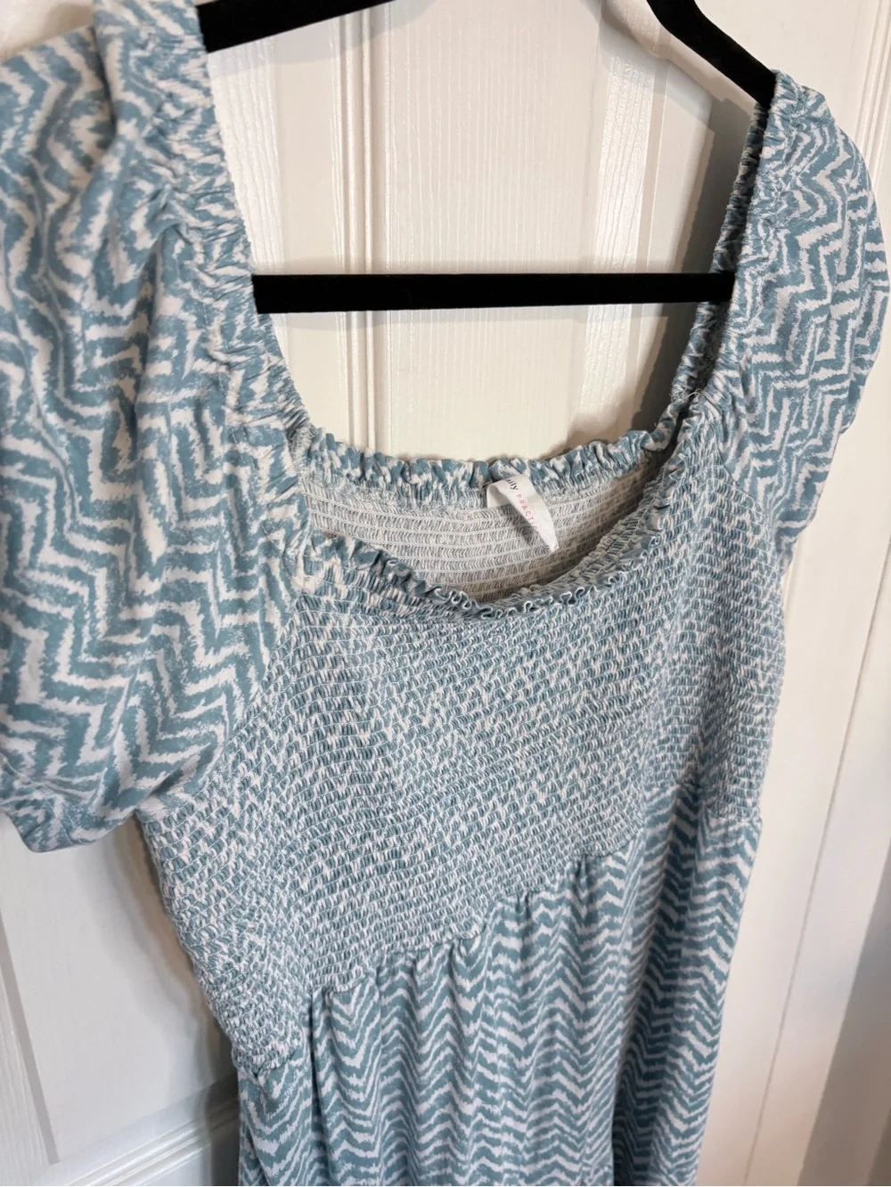 Daily Practice by Anthropologie Blue & White Smocked Tiered Maxi Dress XL - Picture 4 of 10